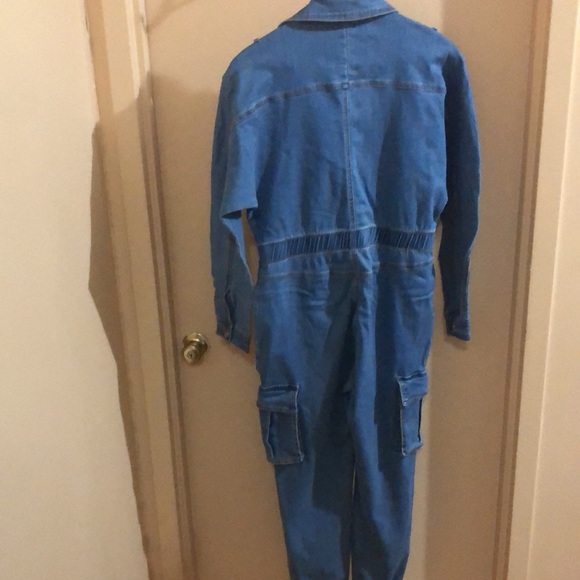 Blue Denim Jumpsuit Cargo Style - Picture 7 of 7